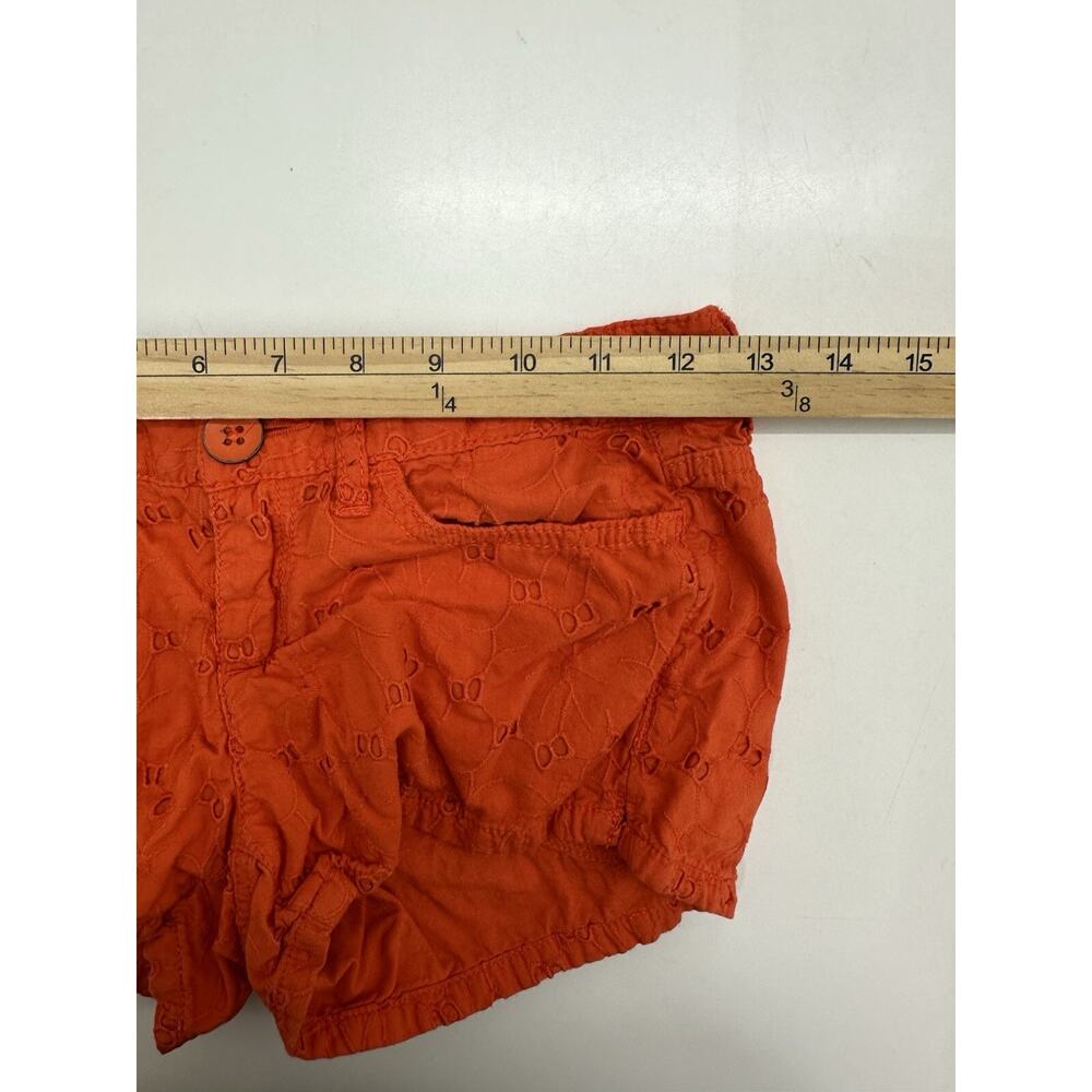 Aeropostale Womens Shorts Size 0 Orange Floral Eyelet Lace - Picture 6 of 9